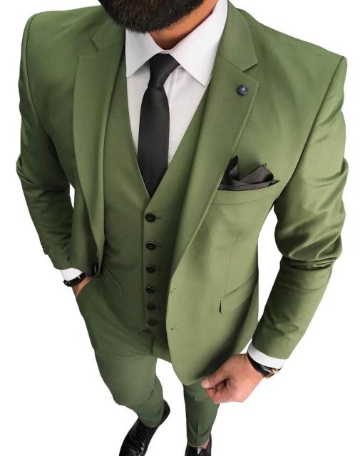 Slim Fit One Button Peak Blue Lapel Men Suits