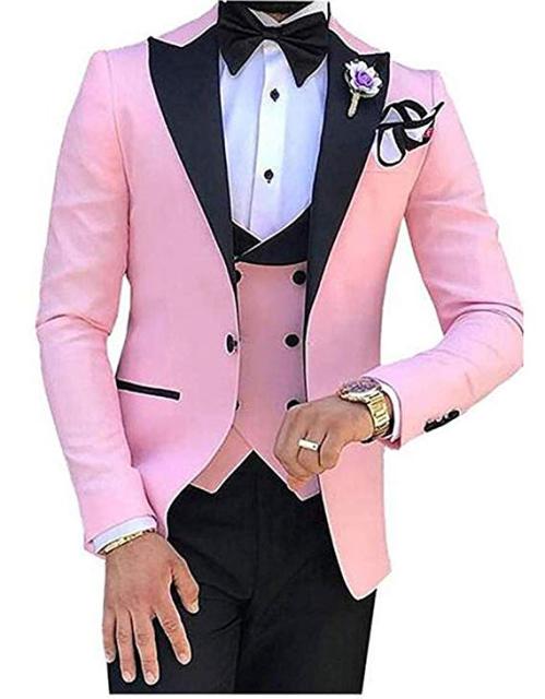Slim Fit One Button Peak Blue Lapel Men Suits