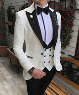 Slim Fit One Button Peak Blue Lapel Men Suits