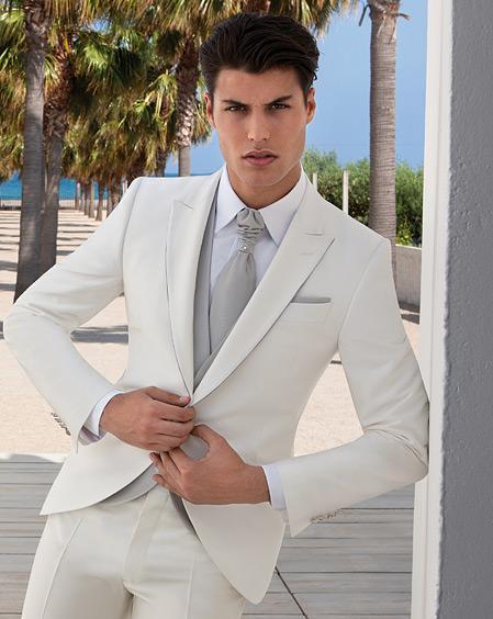 Slim Fit One Button Peak Blue Lapel Men Suits