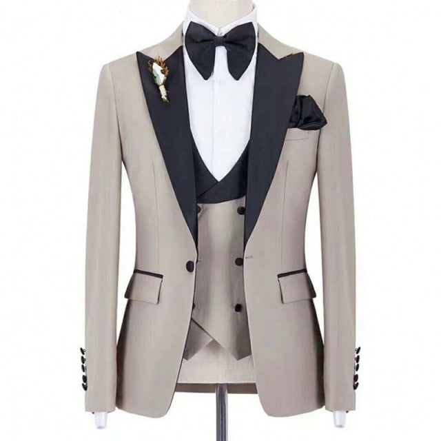 Slim Fit One Button Peak Blue Lapel Men Suits