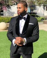 Slim Fit One Button Peak Blue Lapel Men Suits
