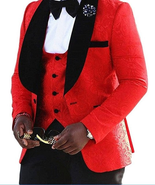 Slim Fit One Button Peak Blue Lapel Men Suits