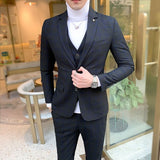Vest 3 Piece Set / Male Wedding Formal Plaid Suit