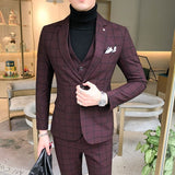 Vest 3 Piece Set / Male Wedding Formal Plaid Suit