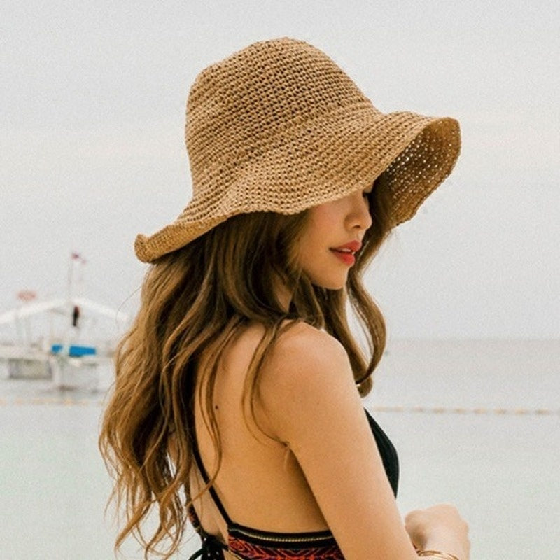Folding Straw Visor Holiday Cool Summer Hat