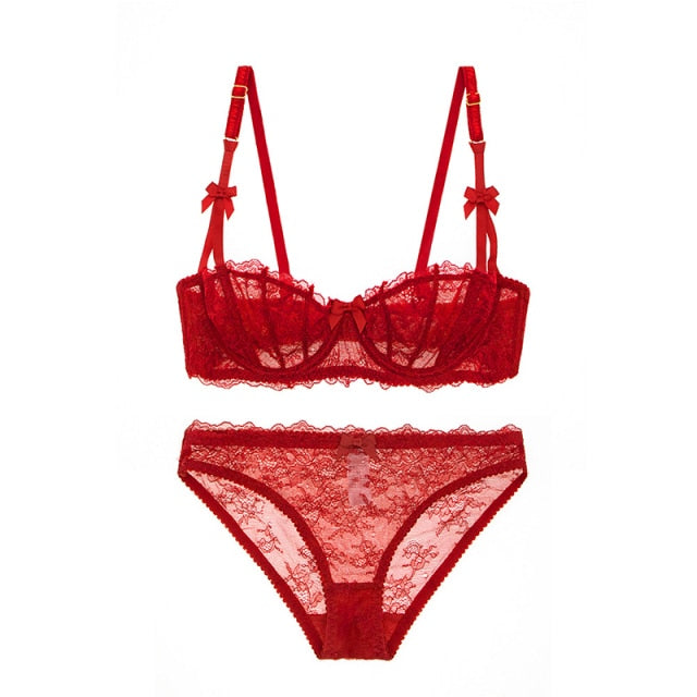 C D Cup Sexy Embroidery Lingerie Lace Bra