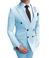 New Beige Double-Breasted Slim Casual Suit