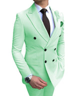 New Beige Double-Breasted Slim Casual Suit