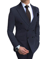 New Beige Double-Breasted Slim Casual Suit