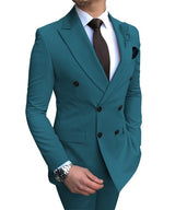 New Beige Double-Breasted Slim Casual Suit