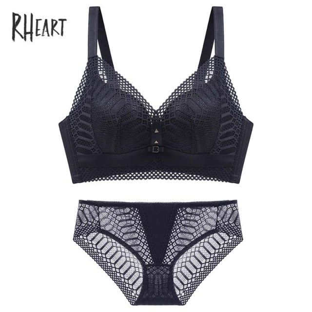 Roseheart Yellow Lace One-Piece Cotton Panties Bra Sets