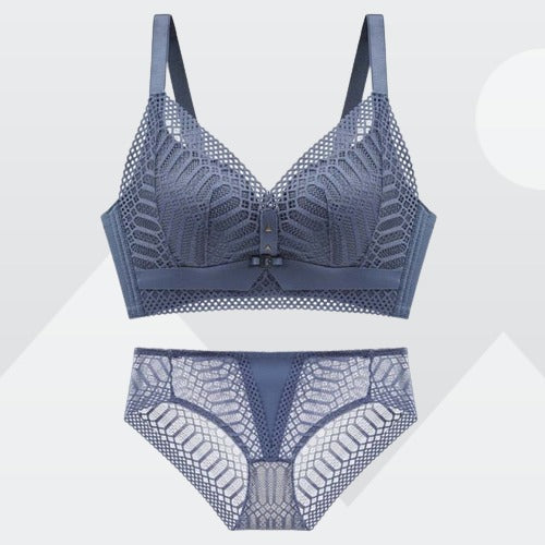 Roseheart Women Fashion Yellow Lace Padded Bras One-Piece Cotton Panties Push Up Bra Sets Underwear Sexy Lingerie Sets