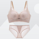 Roseheart Women Fashion Yellow Lace Padded Bras One-Piece Cotton Panties Push Up Bra Sets Underwear Sexy Lingerie Sets
