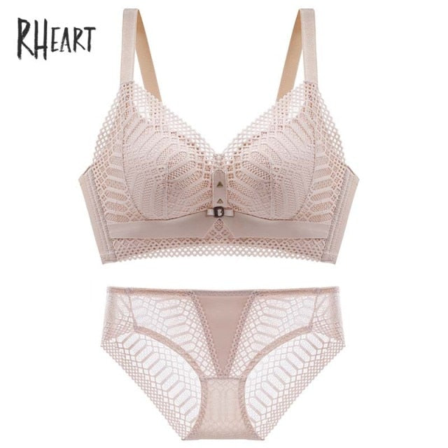 Roseheart Yellow Lace One-Piece Cotton Panties Bra Sets