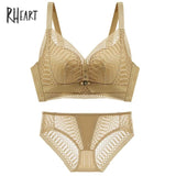Roseheart Yellow Lace One-Piece Cotton Panties Bra Sets