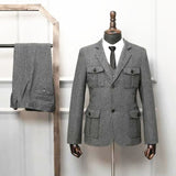 Men‘s 3 Pieces Green Wool Retro Suits