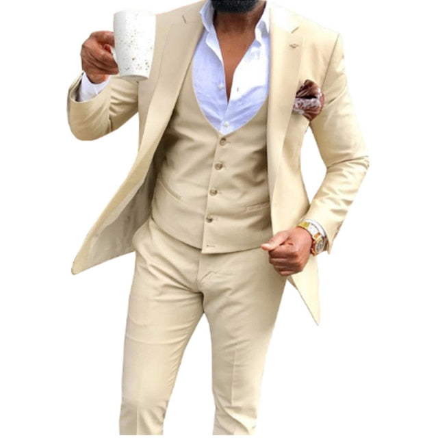 Men‘s 3 Pieces Green Wool Retro Suits