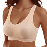 Seamless Comfortable Gathers Pad Lace Bralette Wireless Bra