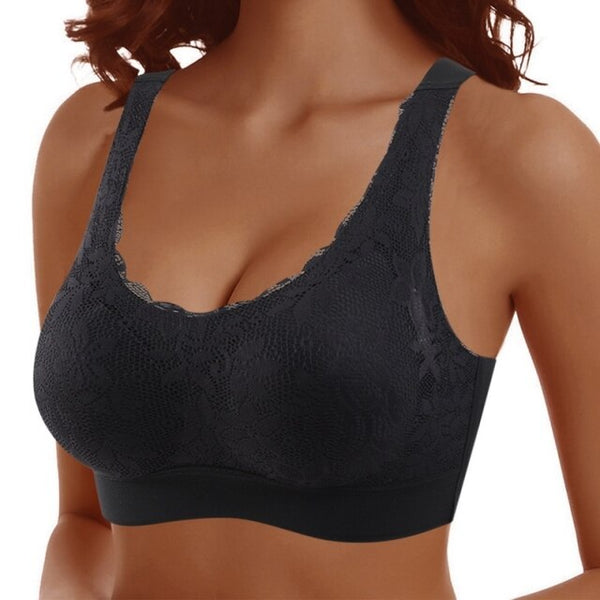 Seamless Comfortable Gathers Pad Lace Bralette Wireless Bra