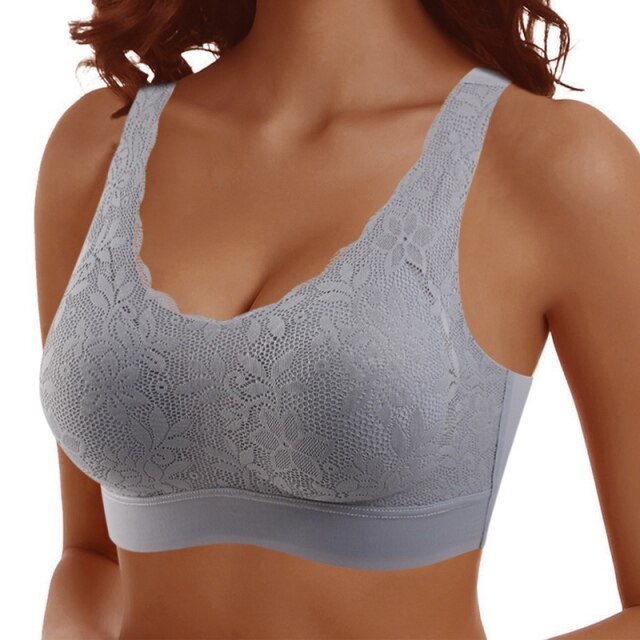 Seamless Comfortable Gathers Pad Lace Bralette Wireless Bra