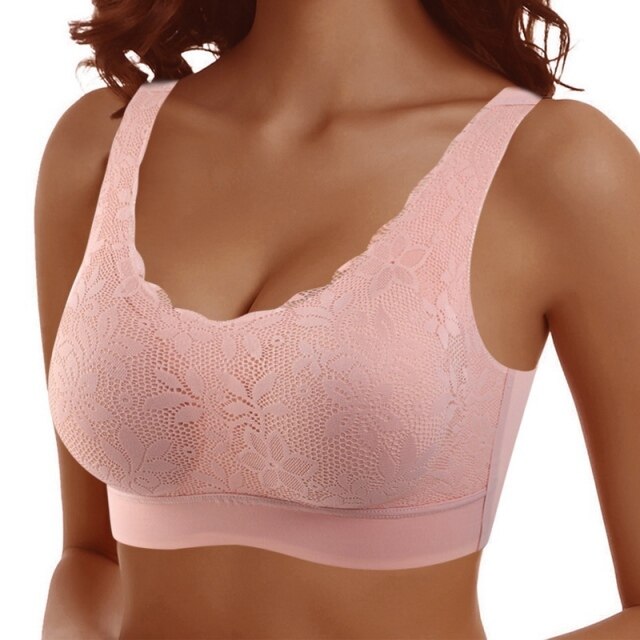 Seamless Comfortable Gathers Pad Lace Bralette Wireless Bra