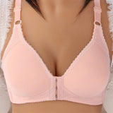 Front Closure Solid Color Brassiere Wireless Bralette Breast Bras