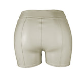 High Waist Faux Leather Elastic Push up Short Pants