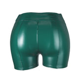 High Waist Faux Leather Elastic Push up Short Pants