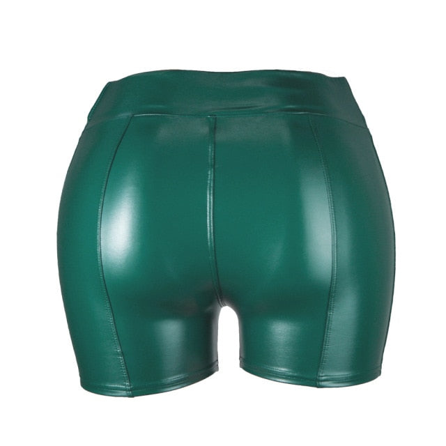 High Waist Faux Leather Elastic Push up Short Pants