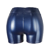 High Waist Faux Leather Elastic Push up Short Pants
