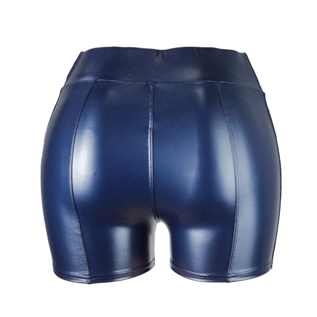 High Waist Faux Leather Elastic Push up Short Pants