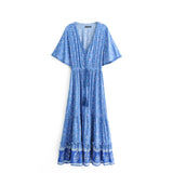 Chic Fashion Floral Print V-neck Cotton Dress