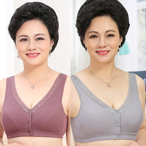 Front Button Wireless Thin Lining Lace Underwear Large Bra