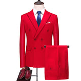Business Double Breasted Solid Color Suit