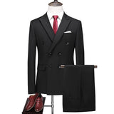 Business Double Breasted Solid Color Suit