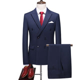 Business Double Breasted Solid Color Suit