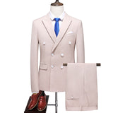 Business Double Breasted Solid Color Suit