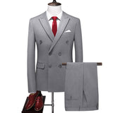 Business Double Breasted Solid Color Suit