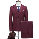 Business Double Breasted Solid Color Suit