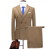 Business Double Breasted Solid Color Suit
