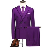 Business Double Breasted Solid Color Suit