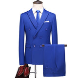 Business Double Breasted Solid Color Suit