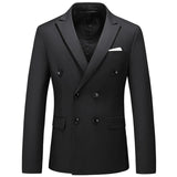 Casual Boutique Business Solid Color Double Breasted Suit