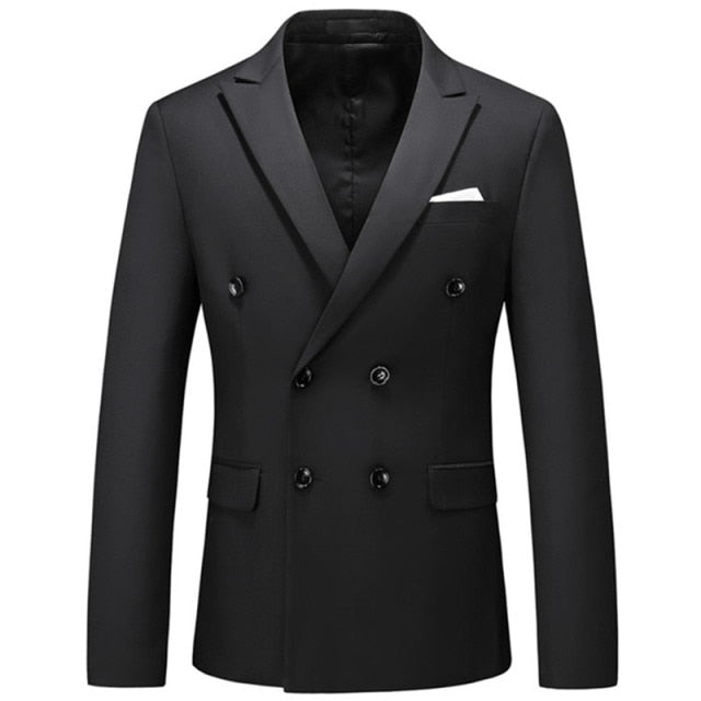 Casual Boutique Business Solid Color Double Breasted Suit