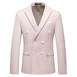 Casual Boutique Business Solid Color Double Breasted Suit