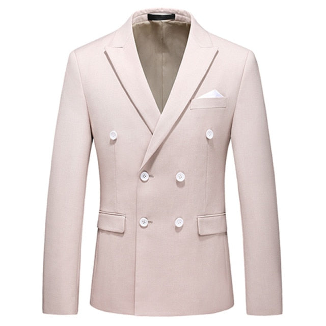 Casual Boutique Business Solid Color Double Breasted Suit