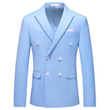 Casual Boutique Business Solid Color Double Breasted Suit