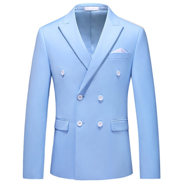 Casual Boutique Business Solid Color Double Breasted Suit