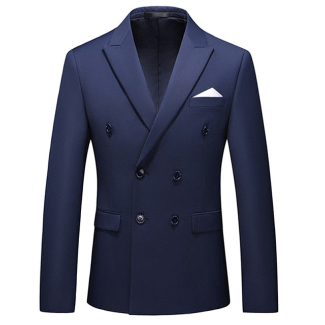 Casual Boutique Business Solid Color Double Breasted Suit